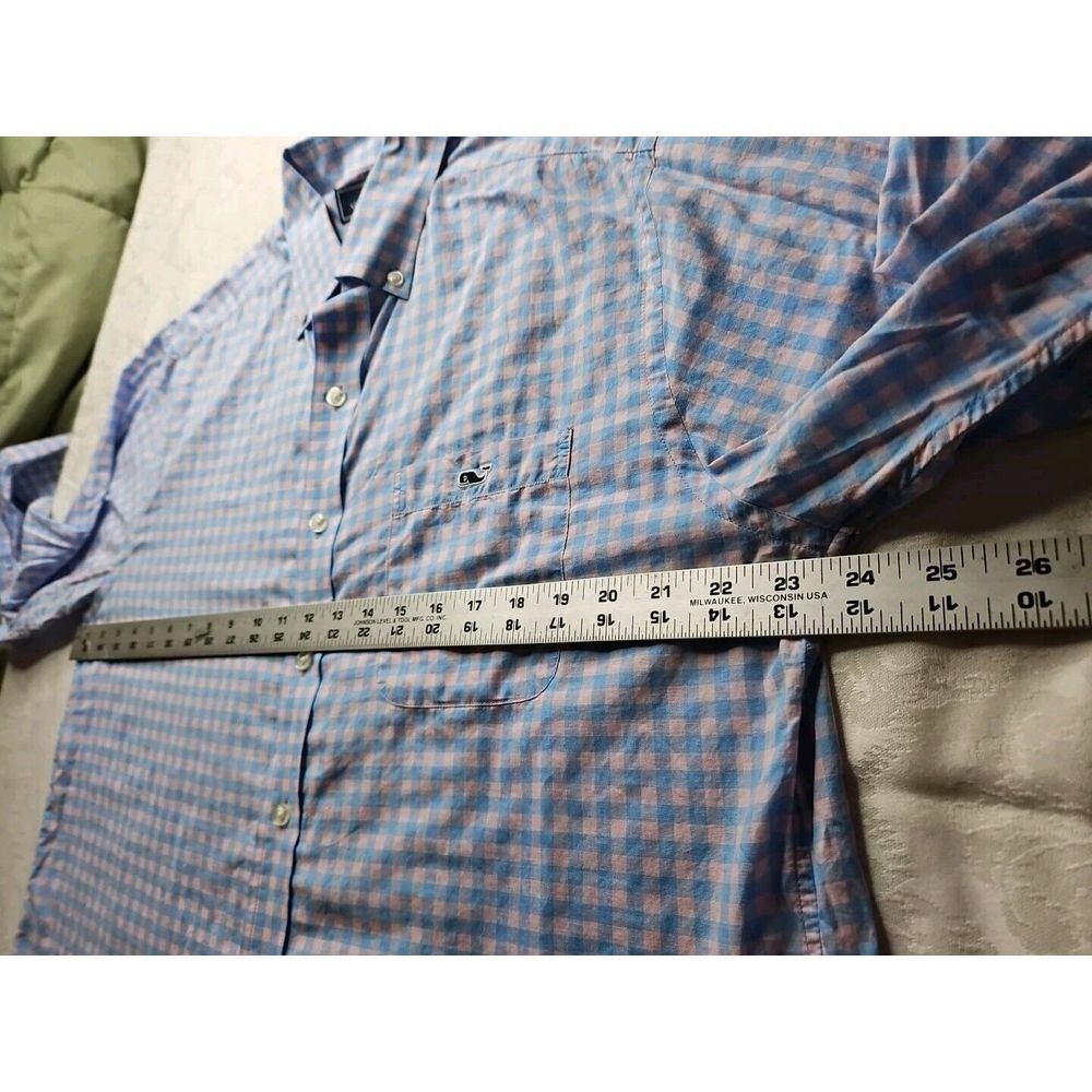 Vineyard Vines PINK BLUE Checked Long Sleeve Cotton SLIM FIT TUCKER Shirt Large - Picture 7 of 10